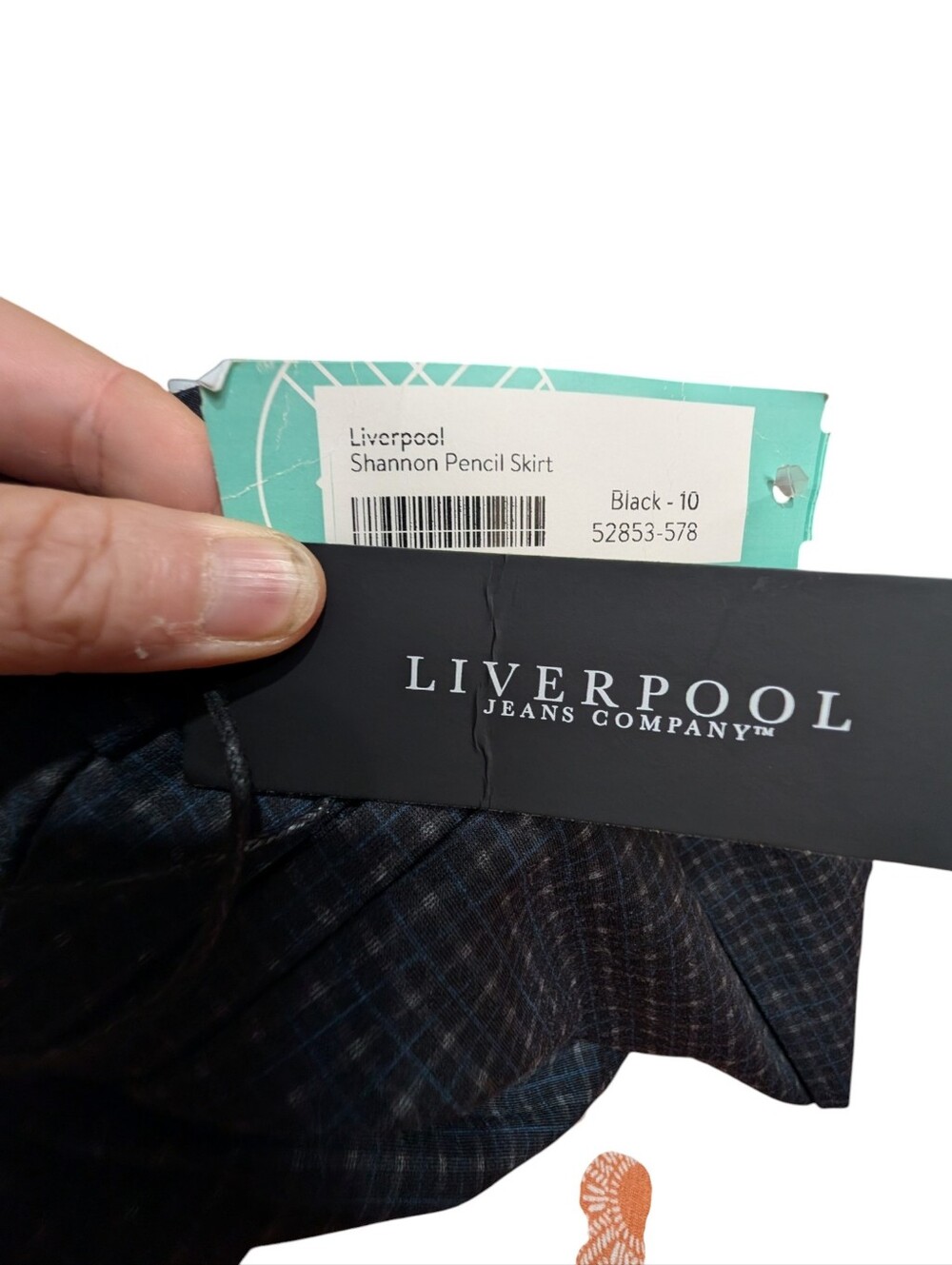 Liverpool Jeans Company Shannon Pencil Skirt NWT Black Blue Windowpane Stretch - Picture 5 of 7